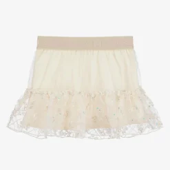 Baby Girls Ivory Embroidered Tulle Skirt