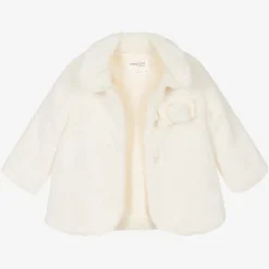 Baby Girls Ivory Faux Fur Coat