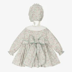 Baby Girls Ivory Floral Print Cotton Dress Set