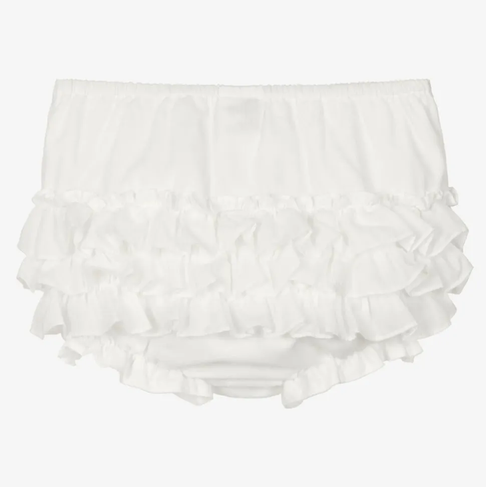Baby Girls Ivory Frilly Pants