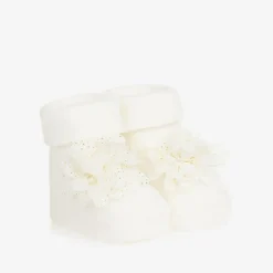 Baby Girls Ivory Headband & Booties Set