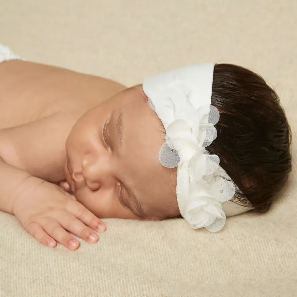 Baby Girls Ivory Headband & Booties Gift Set