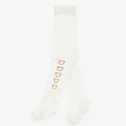 Baby Girls Ivory Knit Bear Tights
