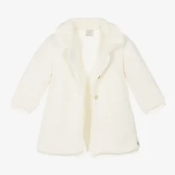 Baby Girls Ivory Knitted Coat