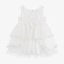 Baby Girls Ivory Pleated Tulle Dress