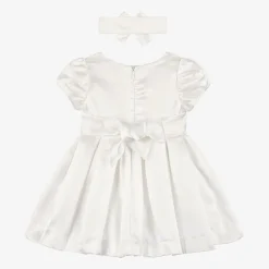 Baby Girls Ivory Satin Dress Set