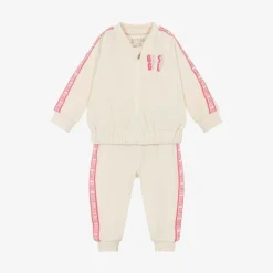 Baby Girls Ivory Velour Tracksuit