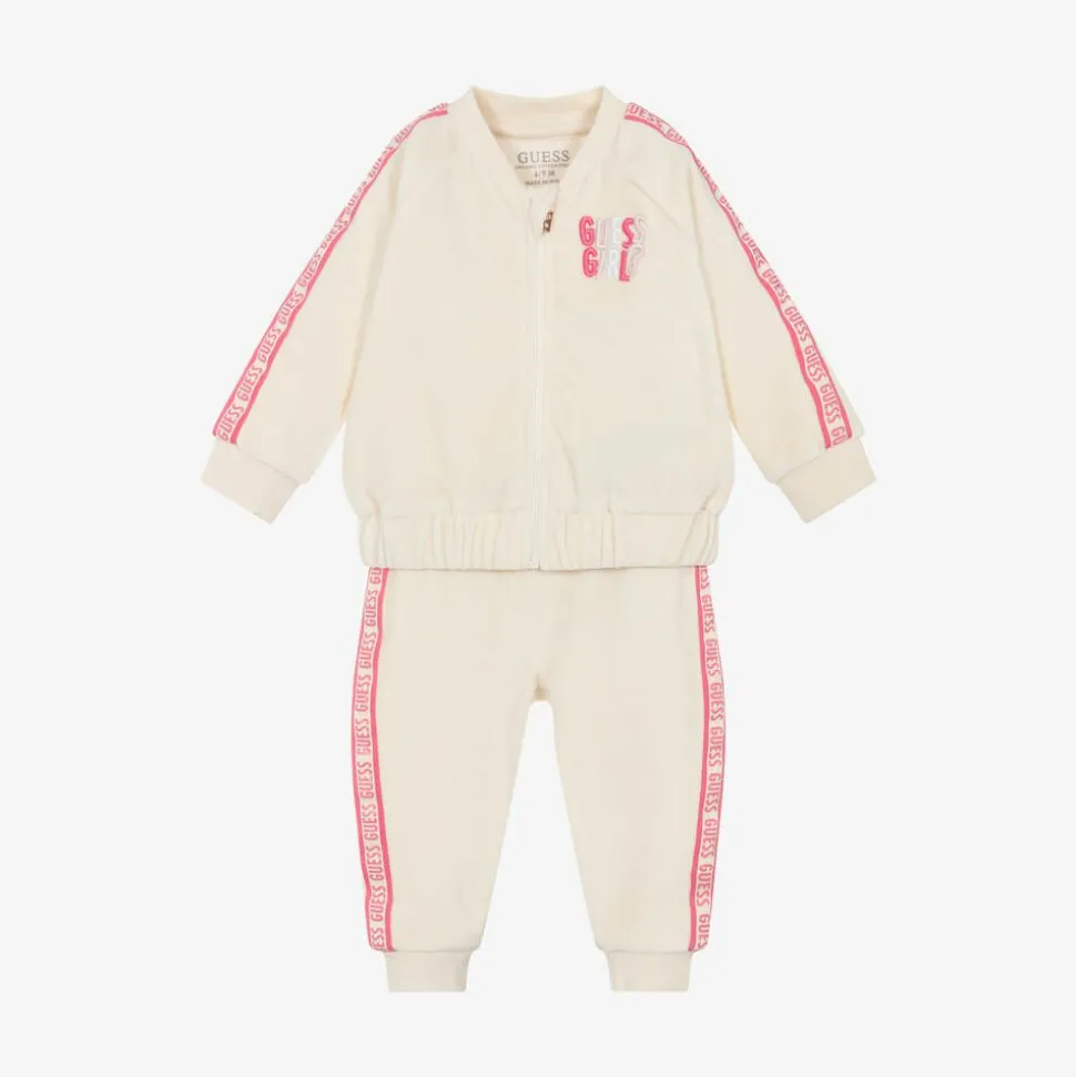 Baby Girls Ivory Velour Tracksuit