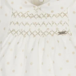 Baby Girls Ivory Velvet Polka Dot Dress