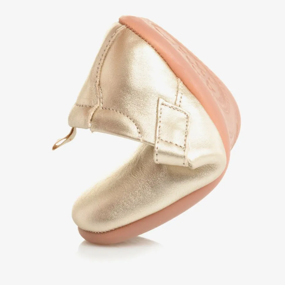 Baby Girls Metallic Gold Leather Shoes