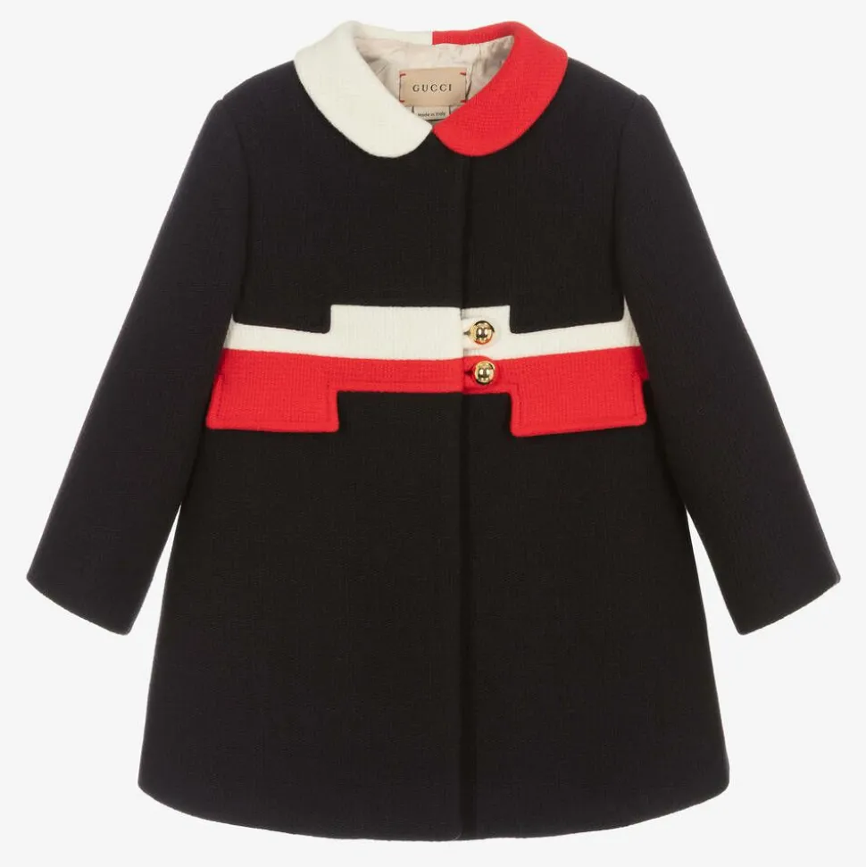 Baby Girls Navy Blue Wool Coat