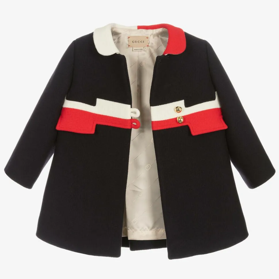 Baby Girls Navy Blue Wool Coat