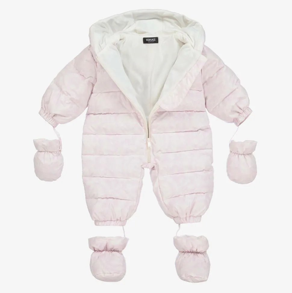 Baby Girls Pink Barocco Down Snowsuit