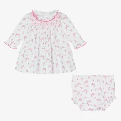 Baby Girls Pink Blooming Bows Pima Cotton Dress