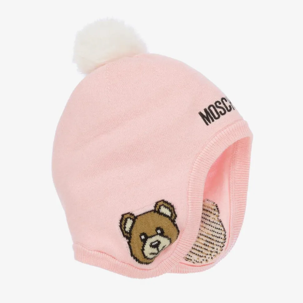 Baby Girls Pink Cotton & Wool Knit Hat