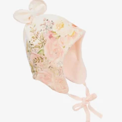 Baby Girls Pink Cotton Floral Hat