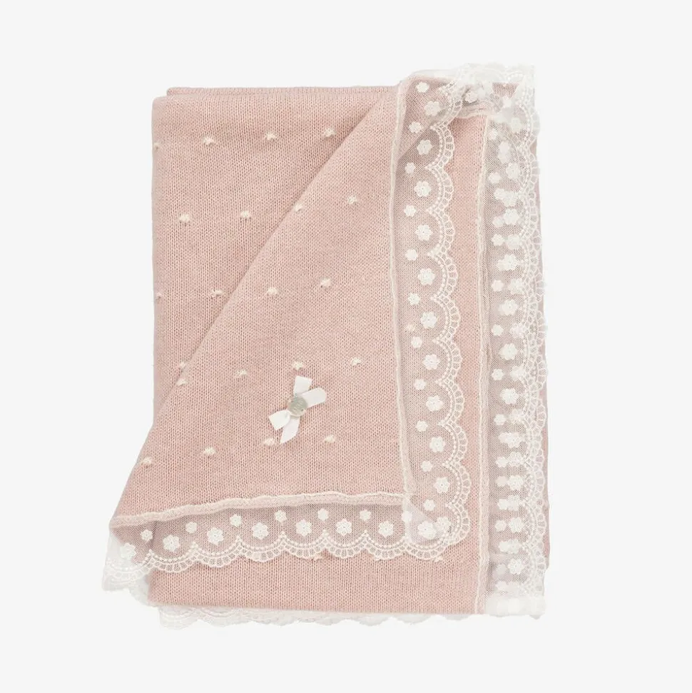 Baby Girls Pink Cotton Knit Shawl (106cm)