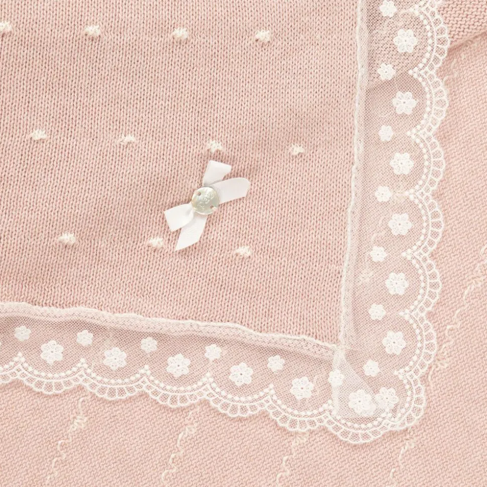 Baby Girls Pink Cotton Knit Shawl (106cm)