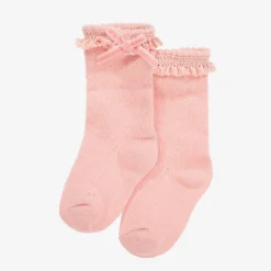 Baby Girls Pink Cotton Lace Frill Socks