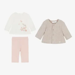 Baby Girls Pink Cotton Leggings Set