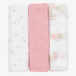 Baby Girls Pink Cotton Muslins (3 Pack)