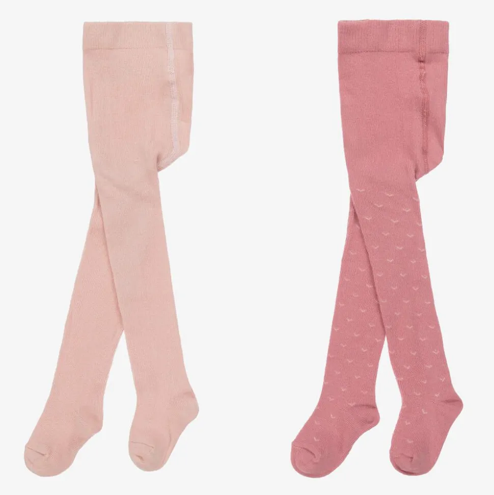 Baby Girls Pink Cotton Tights (2 Pack)