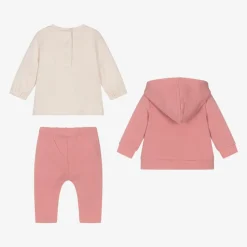 Baby Girls Pink Cotton Tracksuit Set