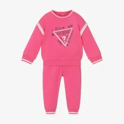 Baby Girls Pink Cotton Triangle Tracksuit