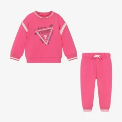 Baby Girls Pink Cotton Triangle Tracksuit
