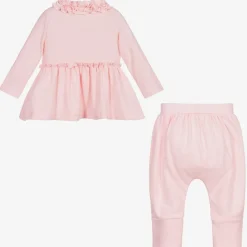 Baby Girls Pink Cotton Trouser Set