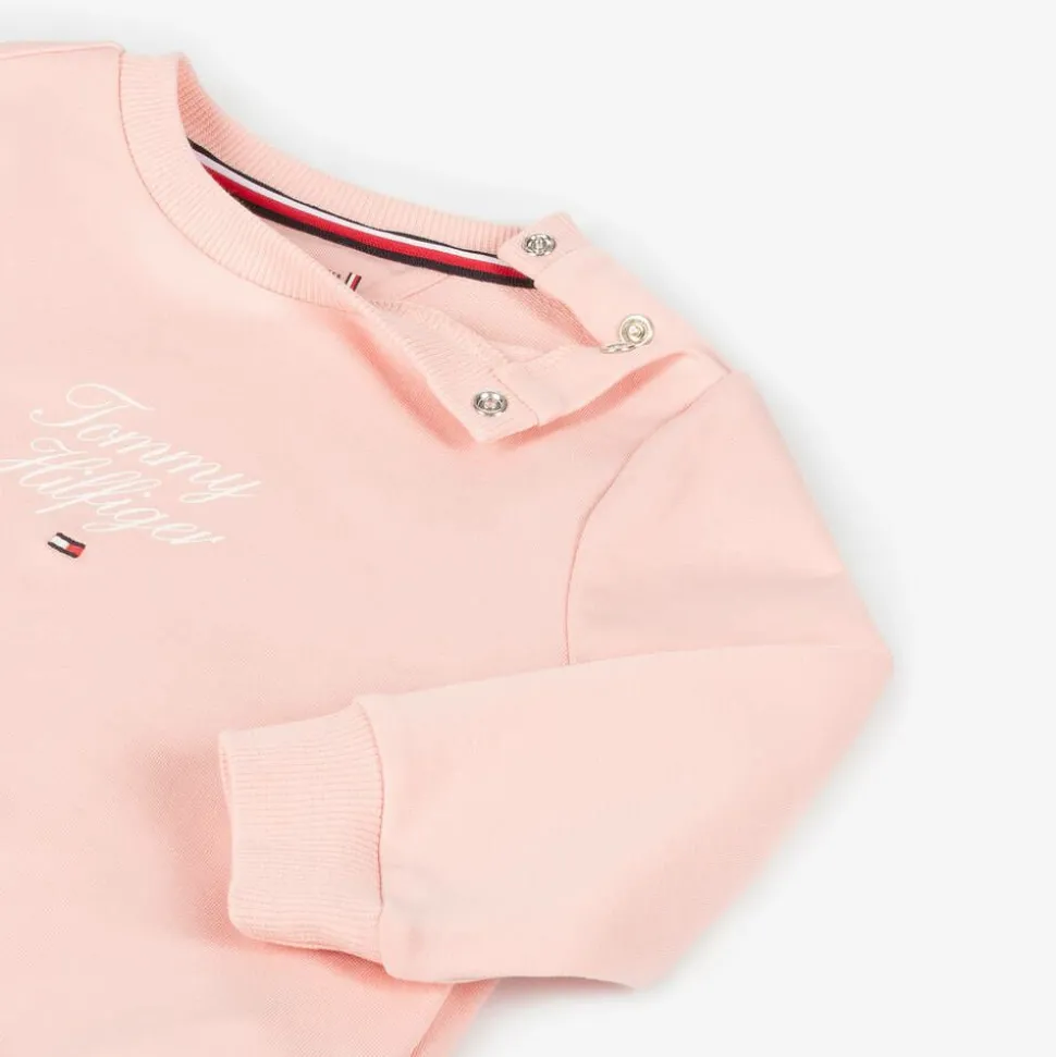 Baby Girls Pink Cotton Tracksuit