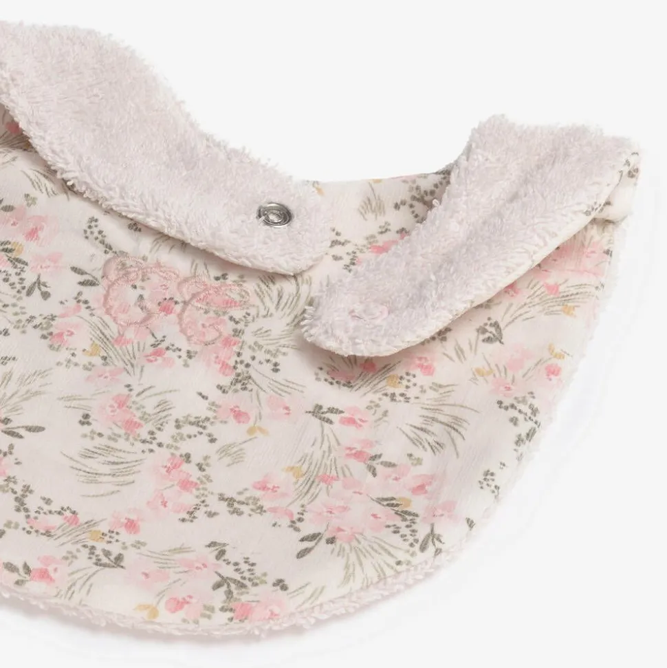 Baby Girls Pink Floral Cotton Bib