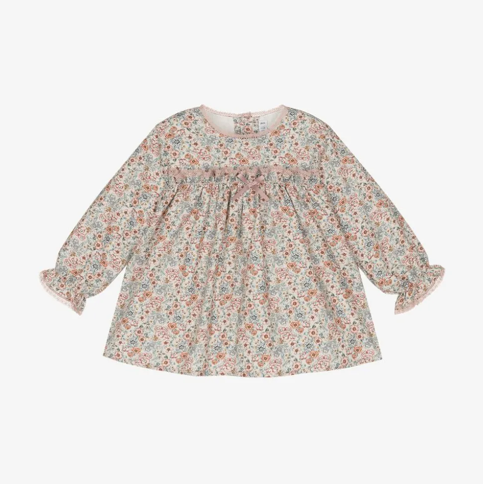 Baby Girls Pink Floral Cotton Dress