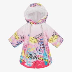 Baby Girls Pink Graffiti Print 2-in-1 Snowsuit