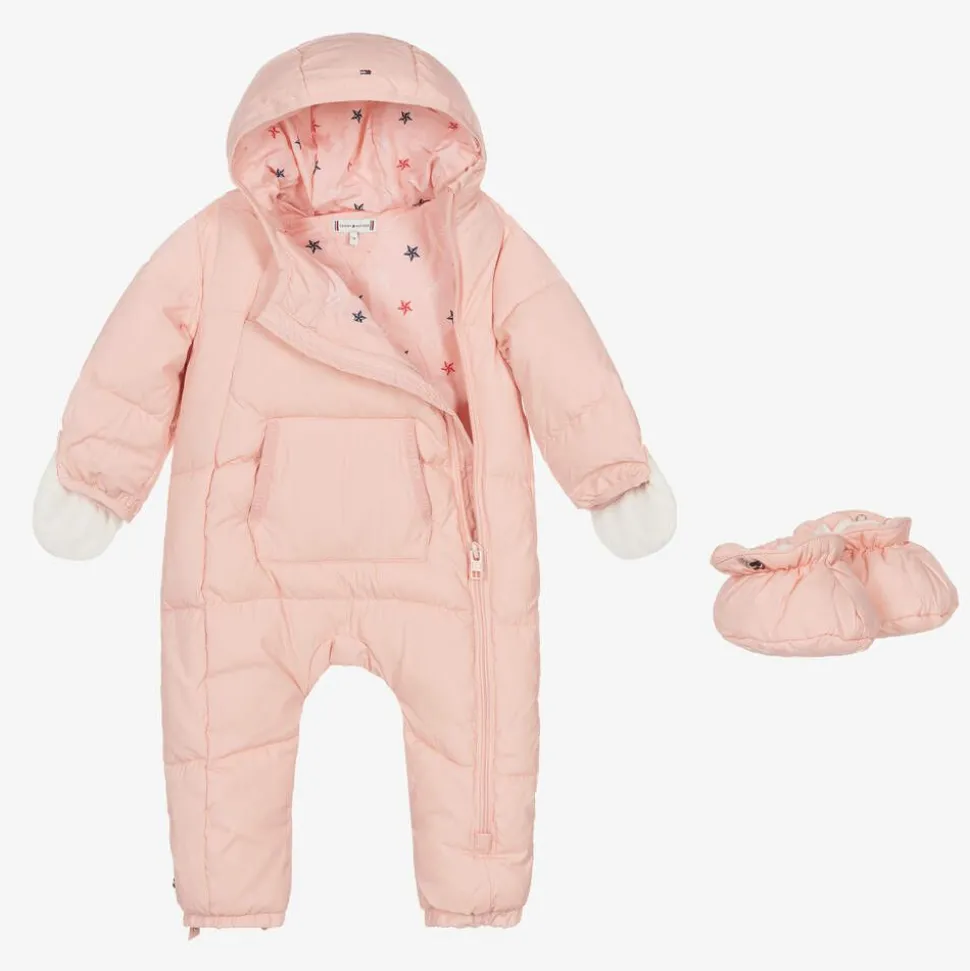 Baby Girls Pink Hooded Snowsuit