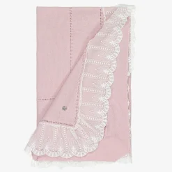 Baby Girls Pink Lace Trim Blanket (105cm)