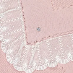 Baby Girls Pink Lace Trim Blanket (105cm)