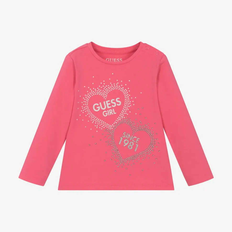 Baby Girls Pink Logo Heart Cotton Top