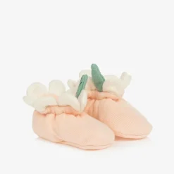 Baby Girls Pink Organic Cotton Flower Booties