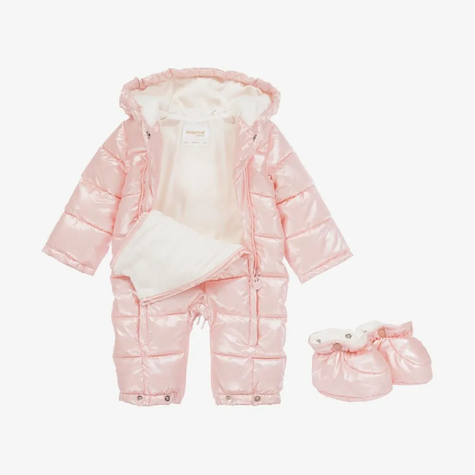 Baby Girls Pink Padded Snowsuit