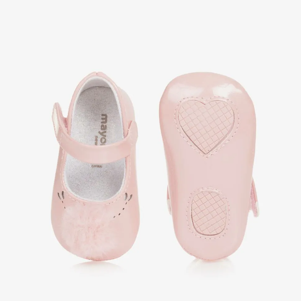 Baby Girls Pink Pom-Pom Pre-Walker Shoes