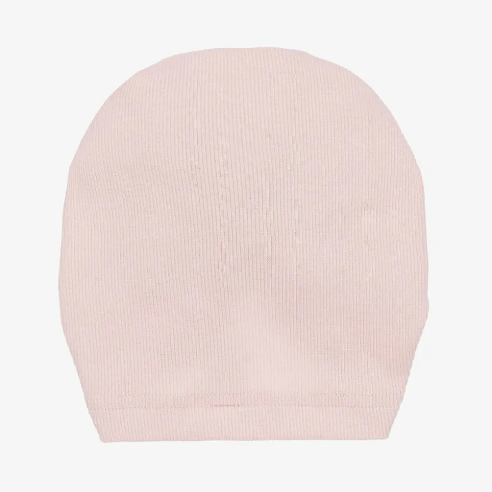 Baby Girls Pink Ribbed Cotton Turban