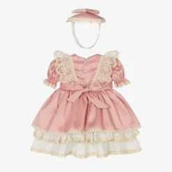 Baby Girls Pink Satin Dress Set