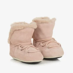 Baby Girls Pink Suede Moon Boots