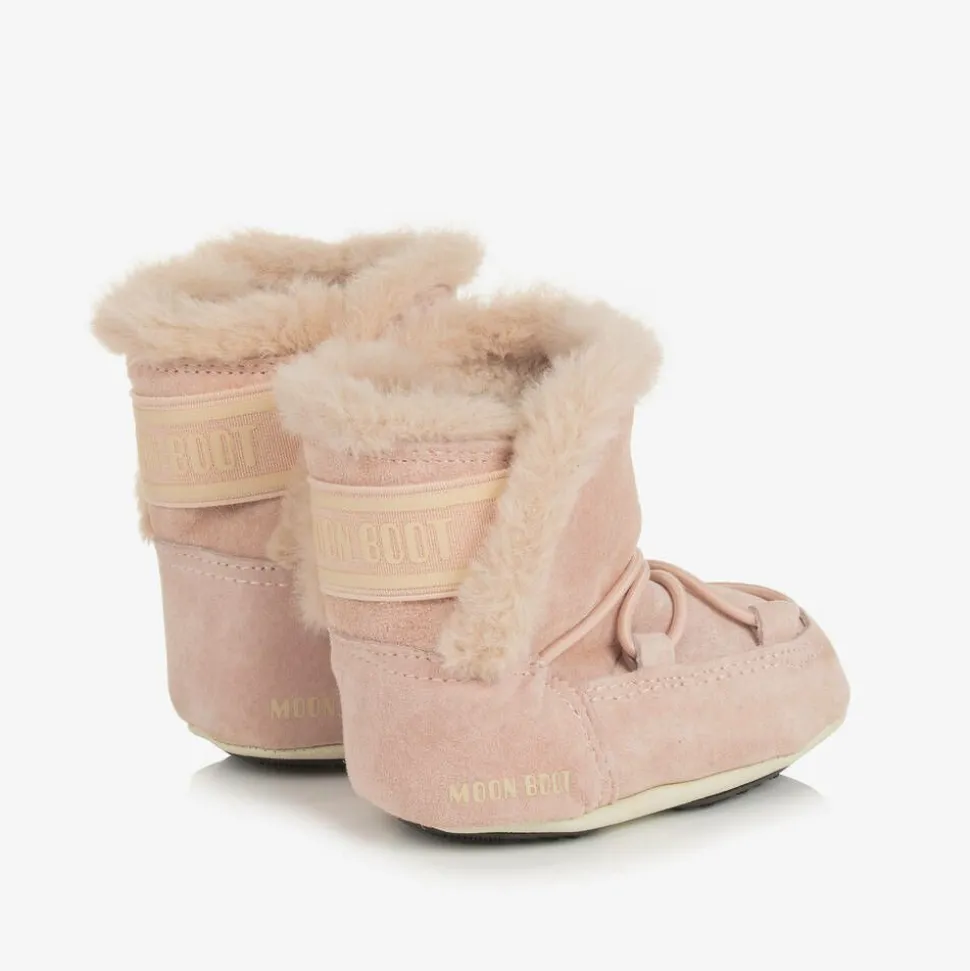 Baby Girls Pink Suede Moon Boots