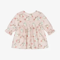 Baby Girls Pink Velvet Bunny Dress