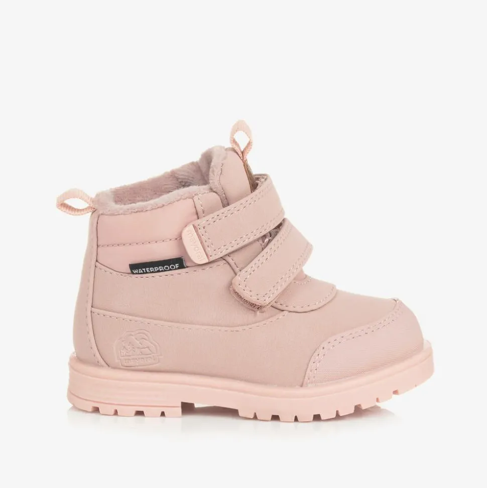 Baby Girls Pink Waterproof Velcro Boots