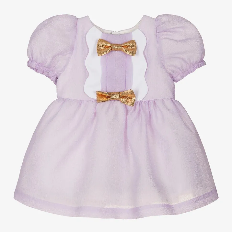 Baby Girls Purple Crêpe Bows Dress