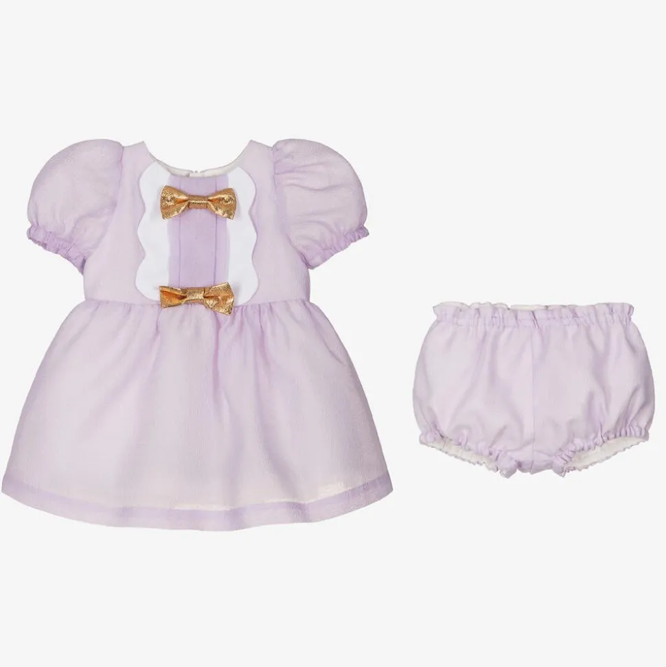 Baby Girls Purple Crêpe Bows Dress