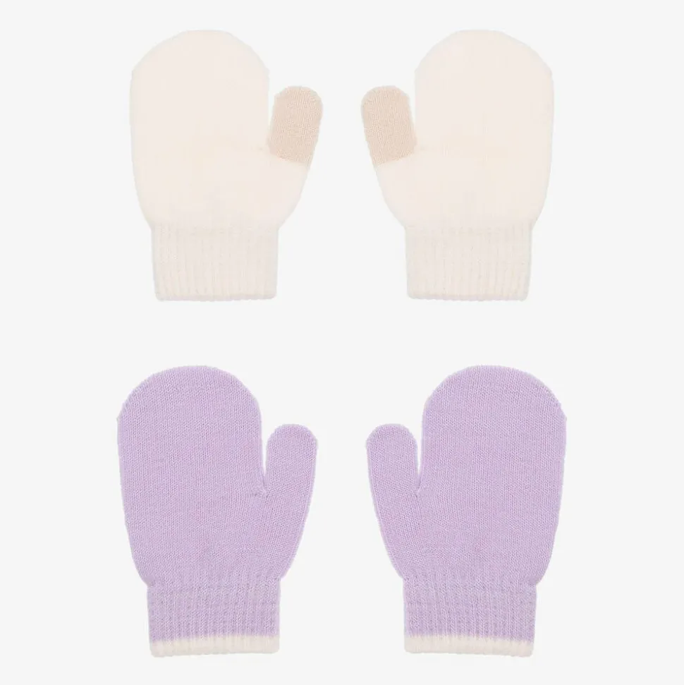 Baby Girls Purple Knit Mittens (2 Pack)